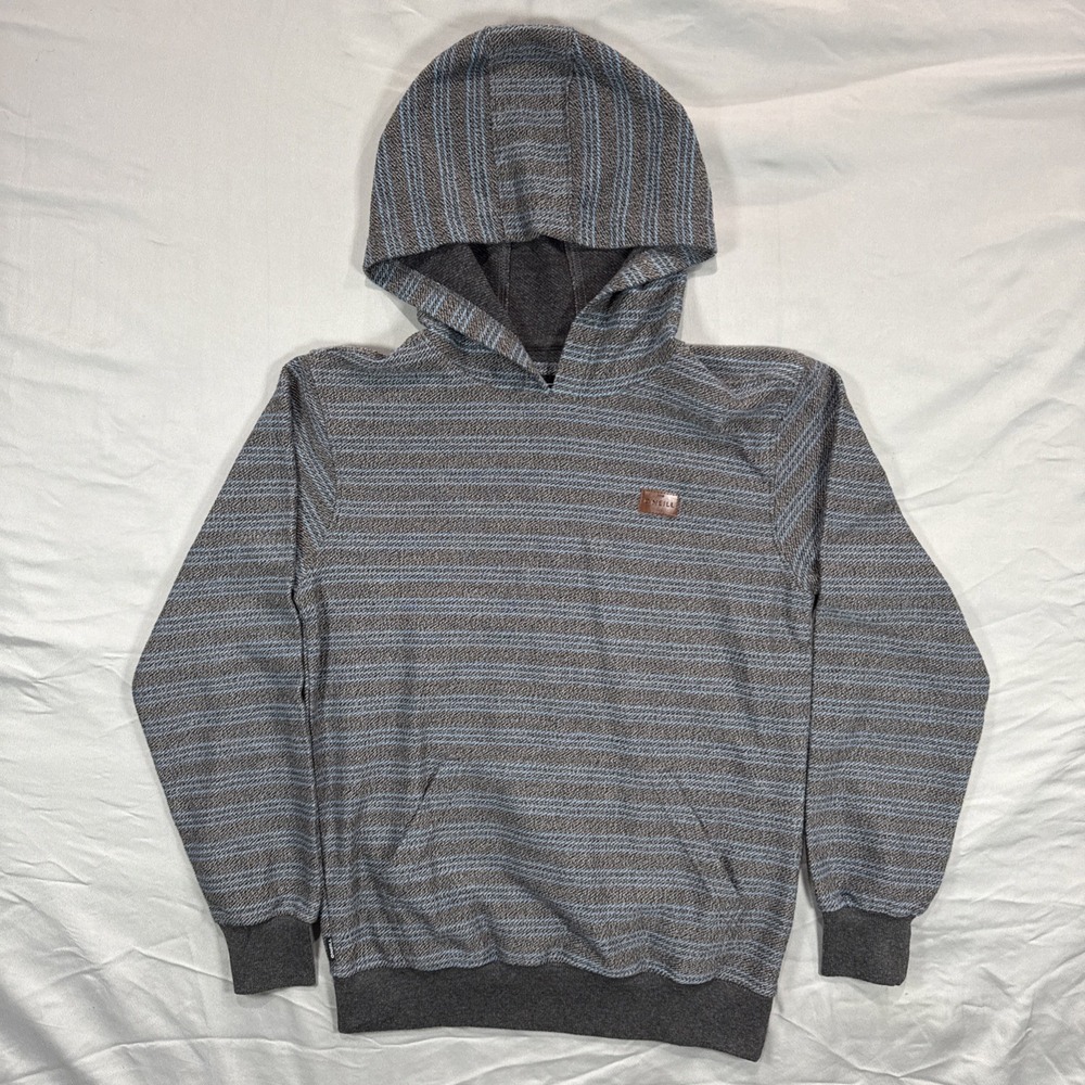 O'Neill Bavaro Blue Grey Striped Pullover Hoodie Youth M Standard Fit Surf Beach